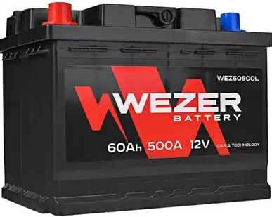 фото Аккумулятор WEZER WEZ60500L 60 Ач 500 А 242x175x190 мм 1 (+-) прямая