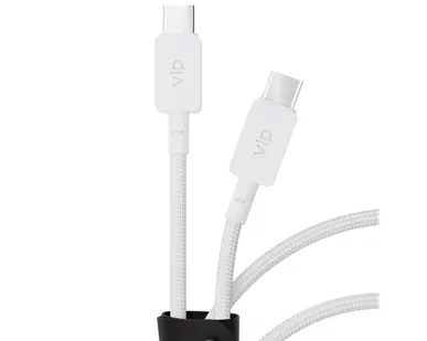 фото Дата-кабель "vlp" Nylon Cable USB C - USB C, 100W, 2м, белый