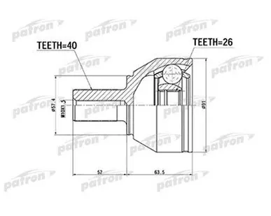 фото Patron ШРУС наружный Mondeo 07 (40x57) ор 1743449 PATRON PCV1337