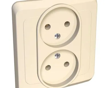 фото Розетка 2-м СП Этюд 16А IP20 без заземл. крем. SchE PC16-005K