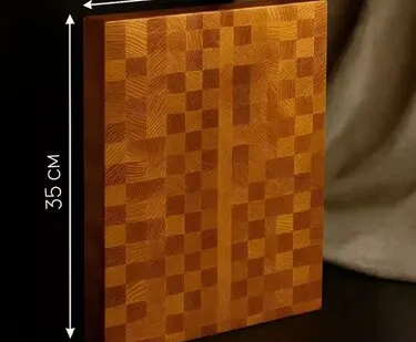 фото Торцевая разделочная доска Ясень/Дуб/Ольха, 35*25 см толщина 3 см (двусторонняя)