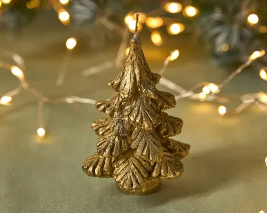 фото Свеча Winter tree, золотая