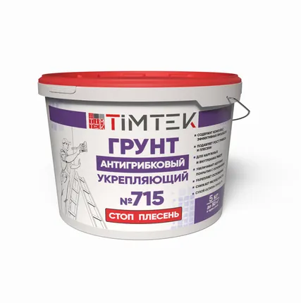 Фото №0 TimTek №715 Грунт проникающий антигрибковый "Стоп плесень" со-7% 10 кг (44 шт/пал)