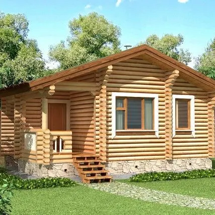 Фото №0 Баня из оцилиндрованного бревна 5,6 * 7,9 м (Проект Б50-004)