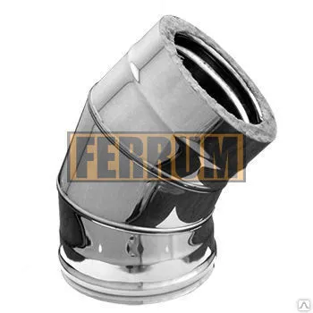 Фото №0 Дымоход Н/О Колено 135° "сэндвич" 135÷200 мм, Феррум