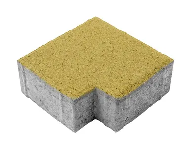фото Тротуарная плитка Берит Квадрат без четверти Желтая 200х150х80 на сером цементе