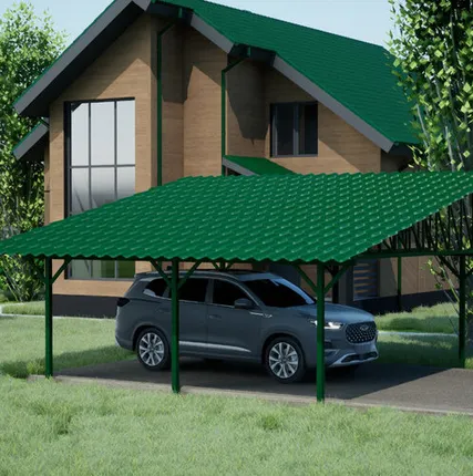 Фото №0 Односкатный навес №33 из металлочерепицы 5,9х6,3 м