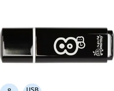фото Флеш-память Smartbuy Glossy, 8Gb, USB 2.0, чер, SB8GBGS-K