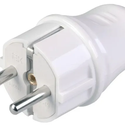 Фото №0 Вилка прямая ВПп10-01-Ст разборная с заземл. контактом 16А бел. ИЭК EVP10-16-01-K01