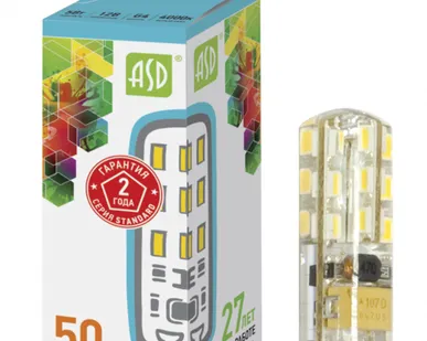 фото ЛАМПА cветодиодная LED-JC-STD 5ВТ 12В G4 4000К 450ЛМ ASD