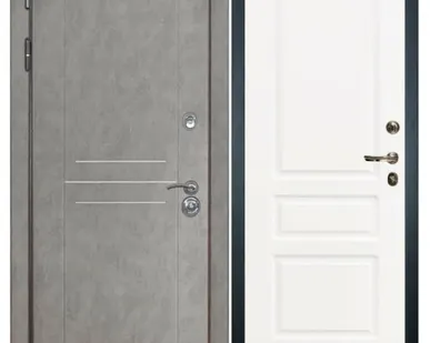 фото Входная дверь Сенатор-21 бетон серый-94 белая