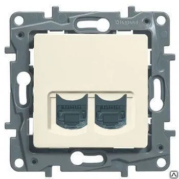 Фото №0 ETIKA Розетка теле/комп RJ11+RJ45 кат.5 UTP сл. кость Legrand