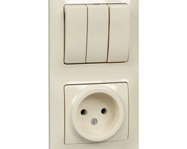 фото Блок комбинированный GLOSSA розетка+ выкл. 3-кл. беж. SchE GSL000276