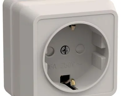 фото Розетка 1-м ОП Октава 16А РСш20-3-ОКм защ. шторки с заземл. IP20 крем. ИЭК ERO14-K33-16-DC