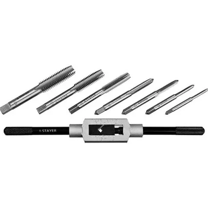 Фото №0 Набор метчиков STAYER 8 предметов 0.5-1.75 мм.