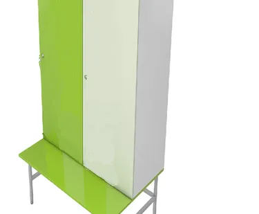 фото Шкаф-скамейка для раздевалок ЛДСП с двумя отсеками