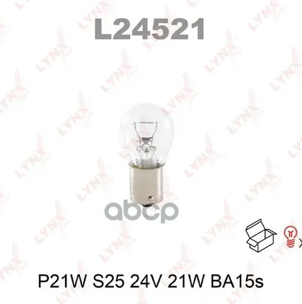 Фото №0 Лампа P21w 24V Ba15s Hcv LYNXauto арт. L24521