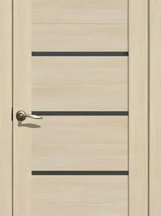 фото Дверь межкомнатная 206 (La Stella) черное стекло, экошпон, Ясень снежный 2000х600мм