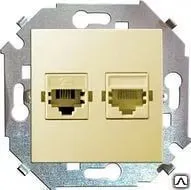 фото Механизм компьютерной розетки Simon 15 двойной RJ45 кат. 5е слоновая кость
