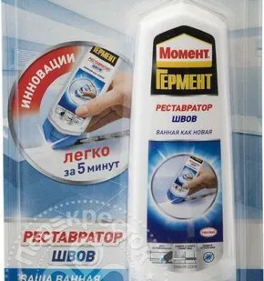 фото Герметик силиконовый санитарный Момент Гермент Реставратор швов белый 100 мл.,