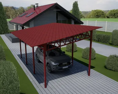 фото Односкатный навес №31 из гибкой черепицы 3,9х6,25 м