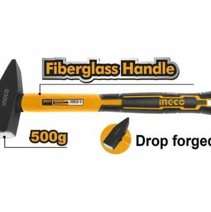 Фото №0 Молоток слесарный, 500гр, кованый, фибергласовой ручкой /INGCO