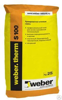 Фото №0 Weber.therm S100 Армировочно-клеевая смесь для систем теплоизоляции 25 кг.