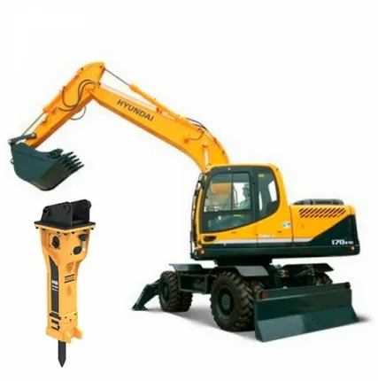Фото №0 Колесный экскаватор Hyundai R170W-9S с гидромолотом