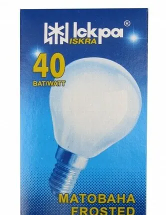 Фото №0 Лампа накаливания 'шар' матовая 40Вт Е14 Искра