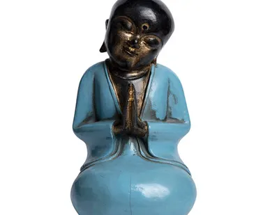 фото Фигурка Будда - младенец, молящийся, средний, голубой, 30см, дерево, Chateau Collection CC-BCPM-B