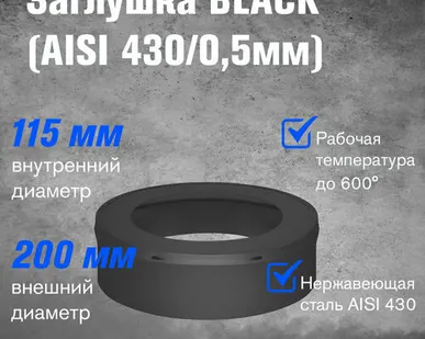 фото Заглушка BLACK (AISI 430/0,5мм) (115х200)