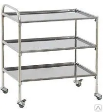 Фото №0 Столик процедурный с тремя полками передвижной из нержавейки МСК-5502