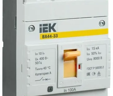 фото Выключатель автоматический 3п 100А 15кА ВА44 33 IEK SVA4410-3-0100