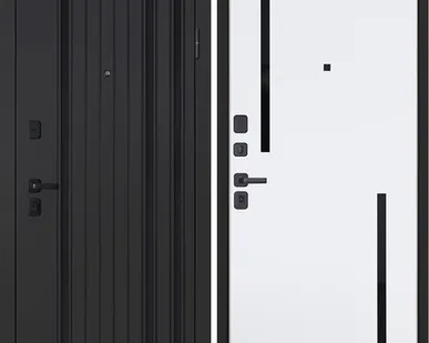 фото Входная дверь Солана Solana Черная шагрень-белый матовый АСД