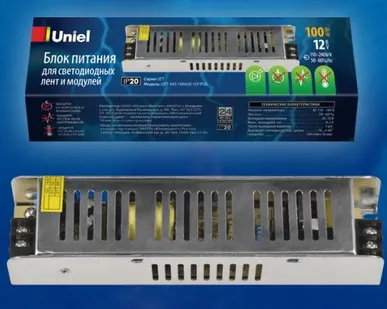 фото Блок питания UET-VAS-100A20 12V IP20 Блок питания, 100Вт. Металлический корпус. TM Uniel