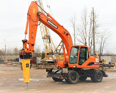 фото Услуги и аренда гидромолота на базе экскаватора Doosan 180W и Doosan 340LC-V