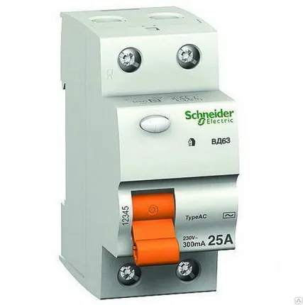 Фото №0 Выключатель дифференциального тока (УЗО) 2п 25A 30мA ВД63 АС Schneider Elec