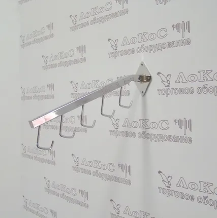 Фото №0 Кронштейн на стену наклонный с 5-крючками, L=300мм, хром