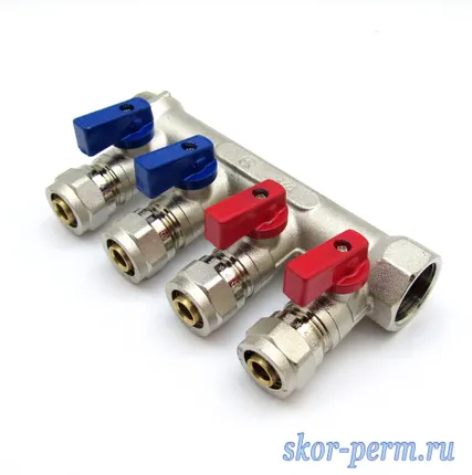 Фото №0 Коллектор с кранами 3/4&quot;х16 под металлопластик 4 выхода