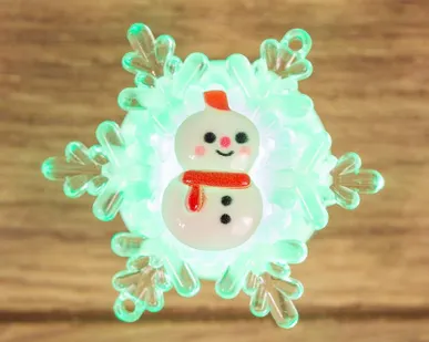 фото Фигура светодиодная "Снеговик на снежинке" RGB на присоске 5.5х5.5см Neon-Night 501-038