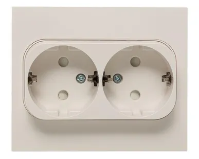 фото Розетка 2-м СП Стокгольм 16А IP20 с заземл. защ. шторки бел. PROxima EKF EXR16-128-10