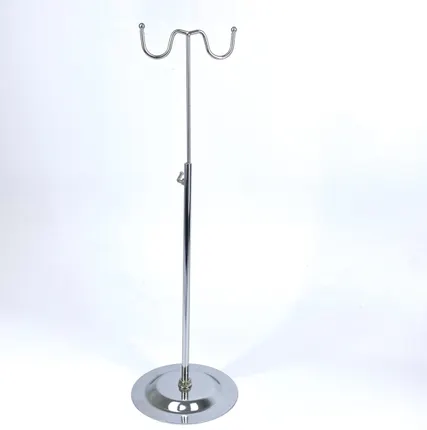 Фото №0 Настольное вешало для сумок, два крючка, телескопическое, основание 170мм, хром