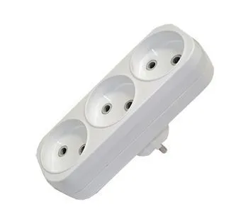 фото Разветвитель 3гнезда с/з плоский белый 16А 250В евро UNIVersal