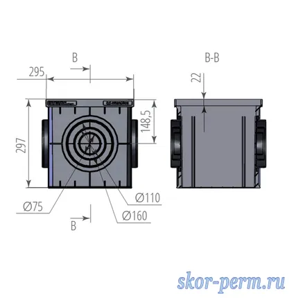 Фото №3 Дождеприемник пластиковый AQUASTOK 300х300х297 мм (в сборе)