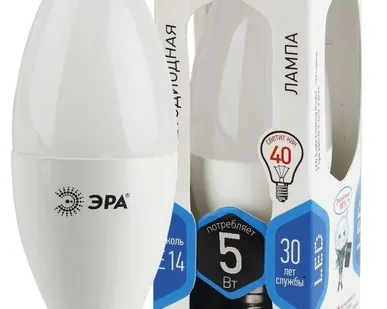 фото Лампа светодиодная B35-5w-840-E14 свеча 400лм ЭРА Б0018872