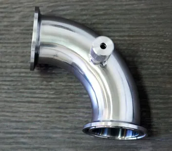 фото Стальной отвод 90° TRI-CLAMP 1.5” со штуцером под термометр