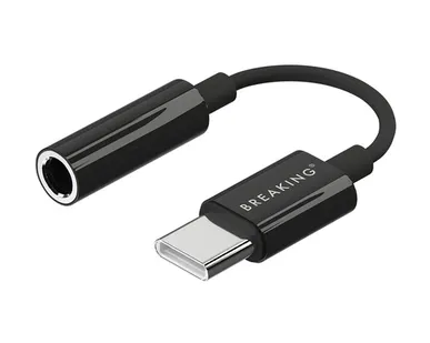 фото Адаптер-переходник Breaking (Type-C to 3.5mm mini Jack) 7 см, чёрный