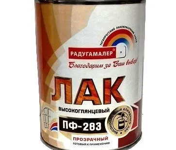фото Лак ПФ-283 бесцветный глянец 0,9кг РАДУГА