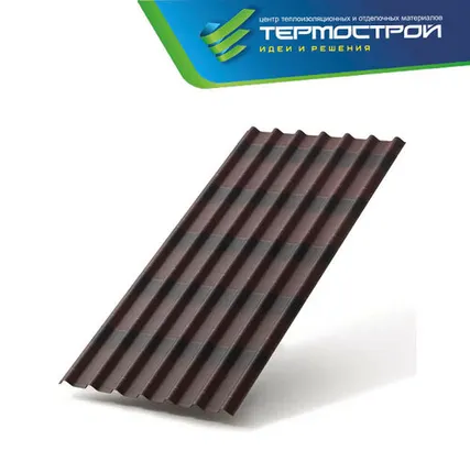 Фото №0 ОНДУЛИН черепица 1,95х0,96м, цвет - коричневый