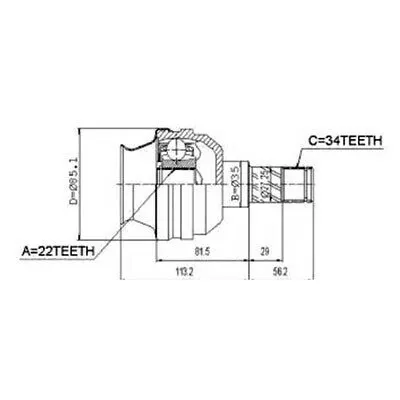Фото №0 Patron ШРУС внутренний 22x35x34 CHEVROLET AVEO (T200) 03 08, LACETTI/OPTRA (J200) 03 08